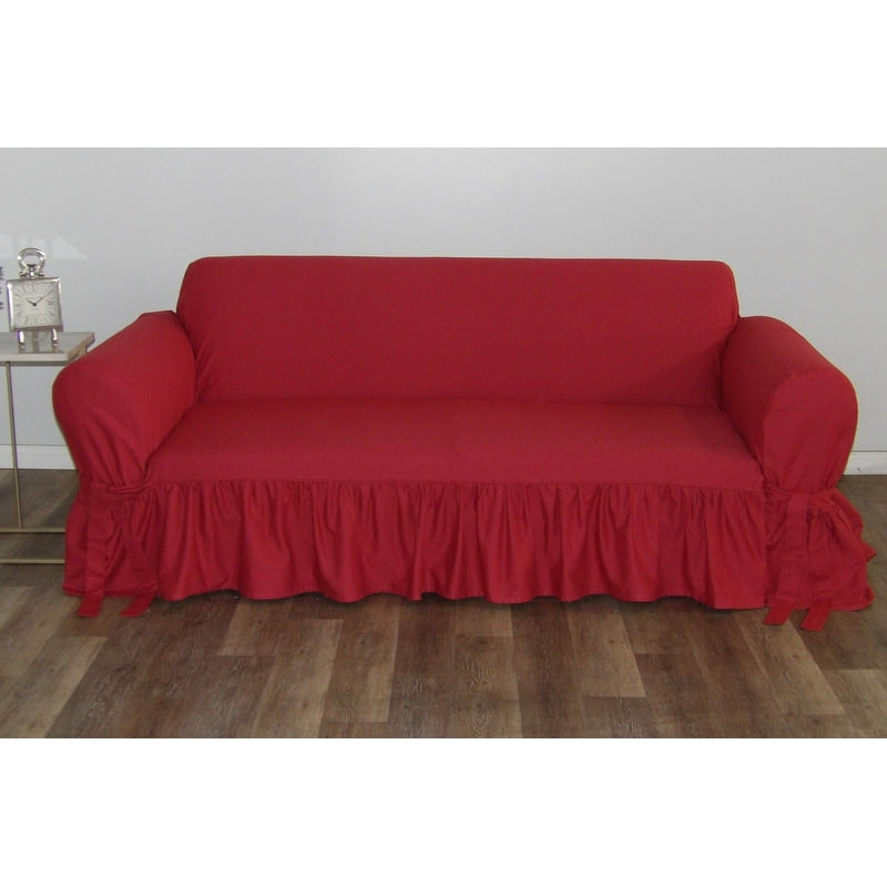 Ruffled Cotton Sofa Slipcover
