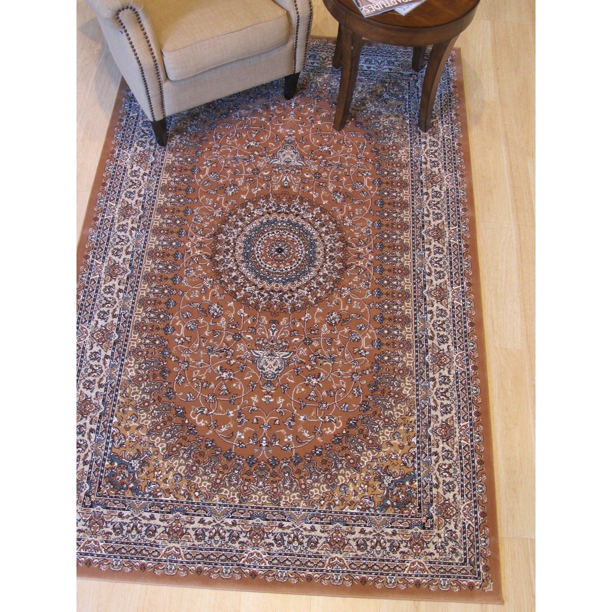 Rust Traditional Oriental Tabriz Rug 86 X 116