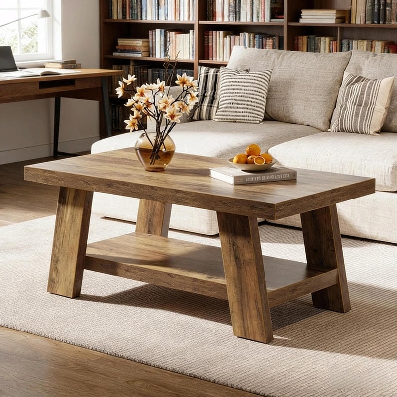 Rustic 2 Tier Tea Table Spacious Coffee And Center Table