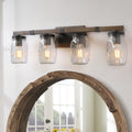 Transitional 4 Lights Mason Jar Glass Wall Sconce Lighting For Bathroom W29 Xh9 Xe6