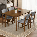 Rustic 5 Piece Dining Set With Solid Wood Table And Upholstered Chairs For Farmhouse Style Dining
