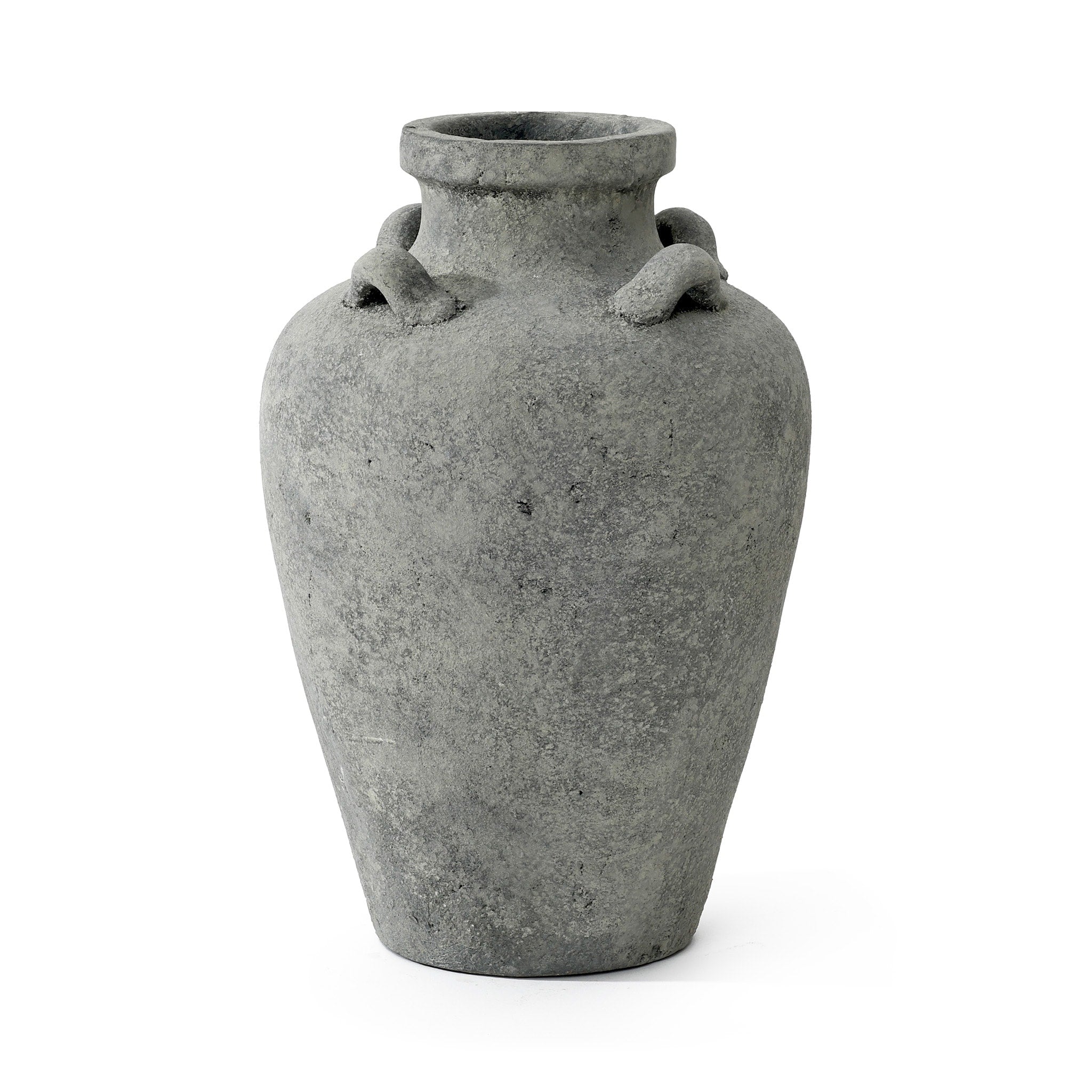 Rustic Antiqued Gray 15 Tall Terracotta Vase Urn Pot With Handles
