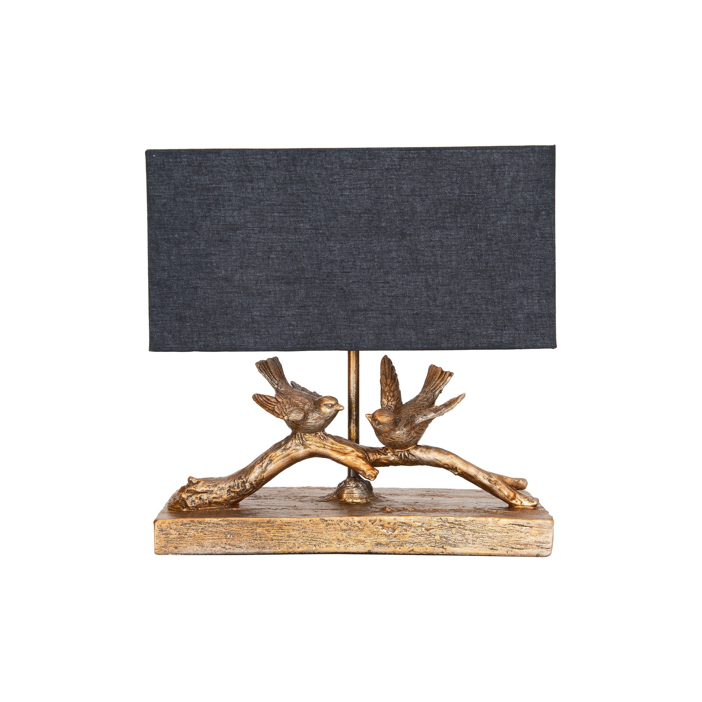 Rustic Birds On Branch Lamp With Rectangle Shade