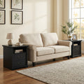 Rustic Black Nightstands Set Of 2 With Open Shelf And 2 Drawers
