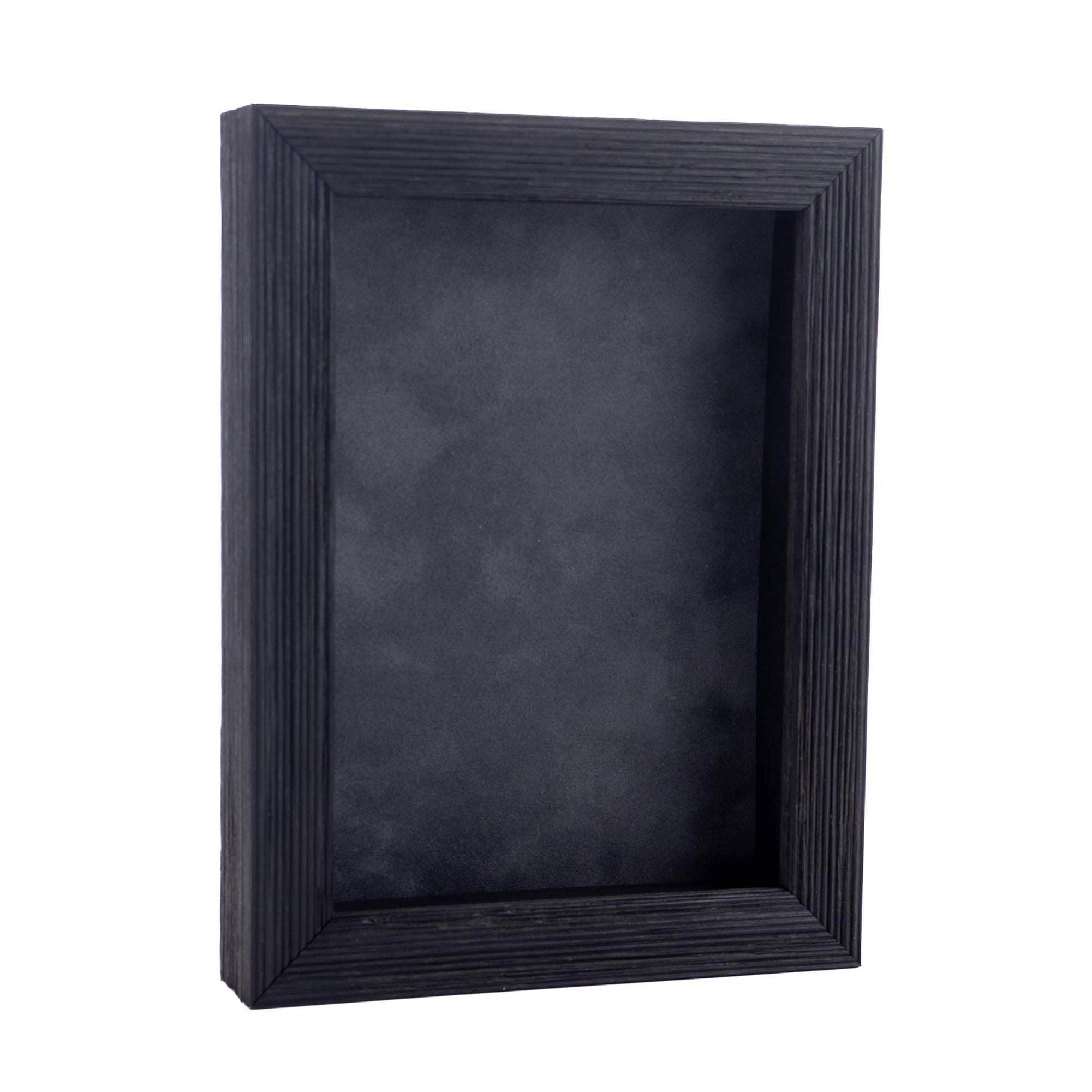 Rustic Black Wood Shadow Box Frame With Acrylic Front Dark Grey Suede Backing 30 Sizes