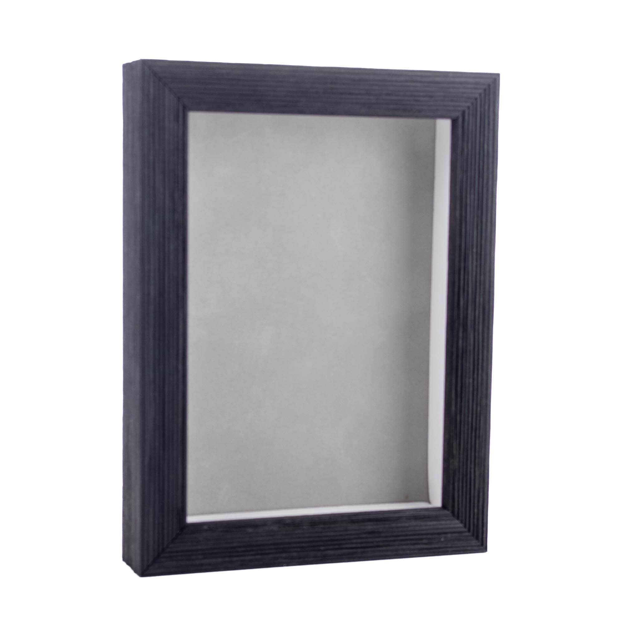 Rustic Black Wood Shadow Box Frame With Acrylic Front Light Brown Suede Backing 30 Sizes