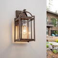 Rustic Bronze Outdoor Wall Sconce Lantern Vintage Metal House Shade W8.27 X H16.93 Inch