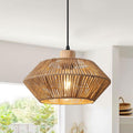 Rustic Brown 1 Light Wood Rope Pendant Light Natural For Diningroom