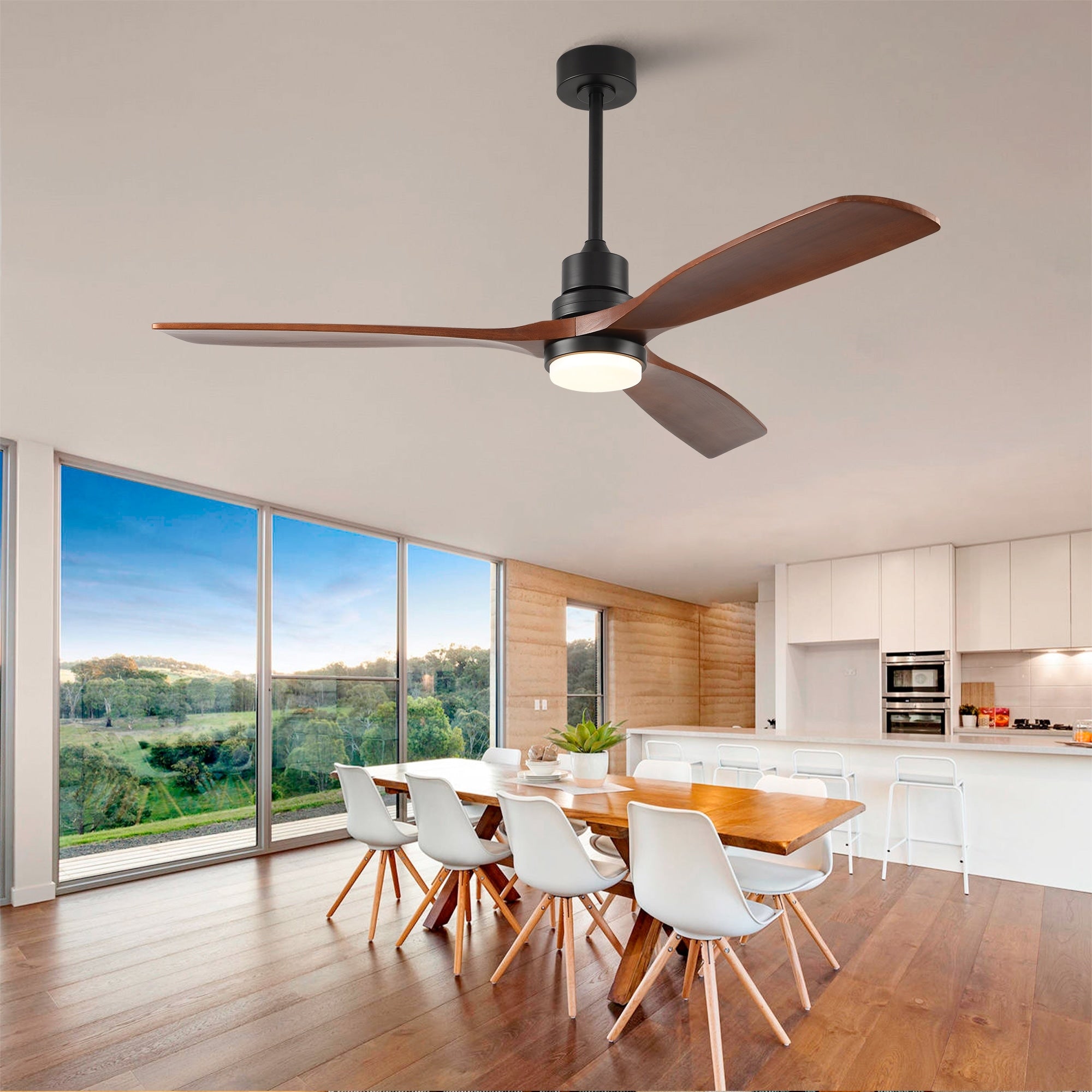 Rustic Ceiling Fan With Dimmable Led Light Remote