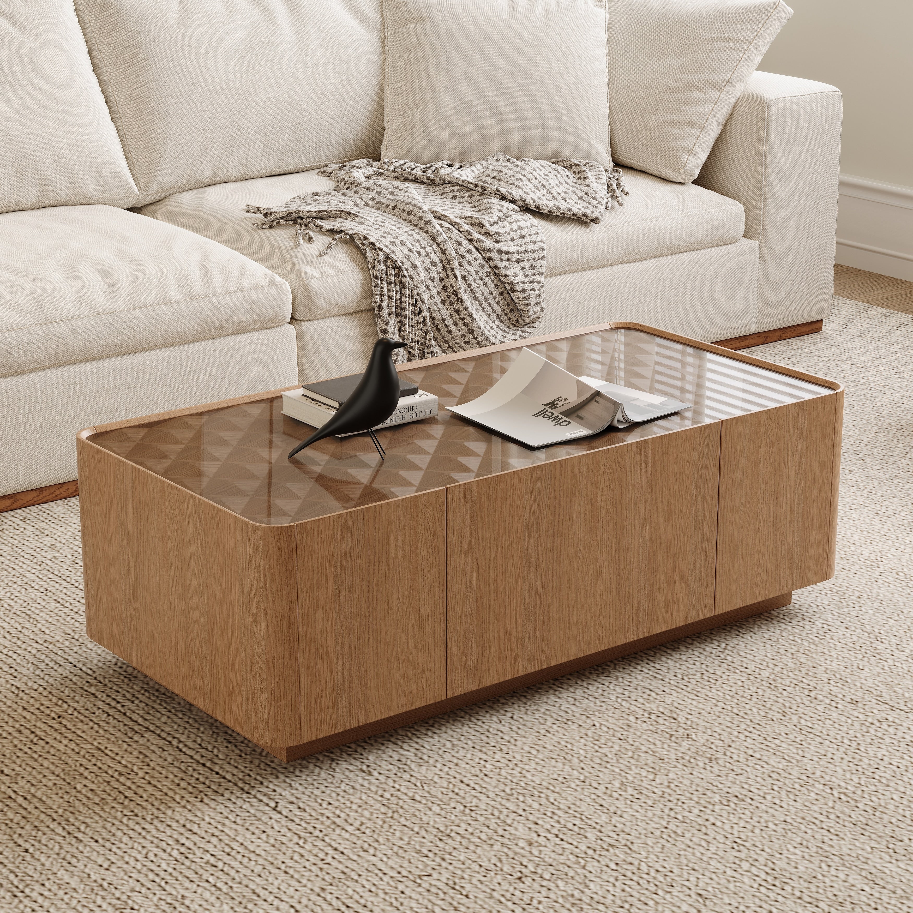 Rustic Coffee Table Rectangular Center Table With Hidden Storage Drawers Sofa Table Side Table Tea Table