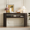 Rustic Console Table With Fluted Legs Vintage Oval Hallway Accent Table With Ash Veneer Top And Glaze Finish Open Shelf