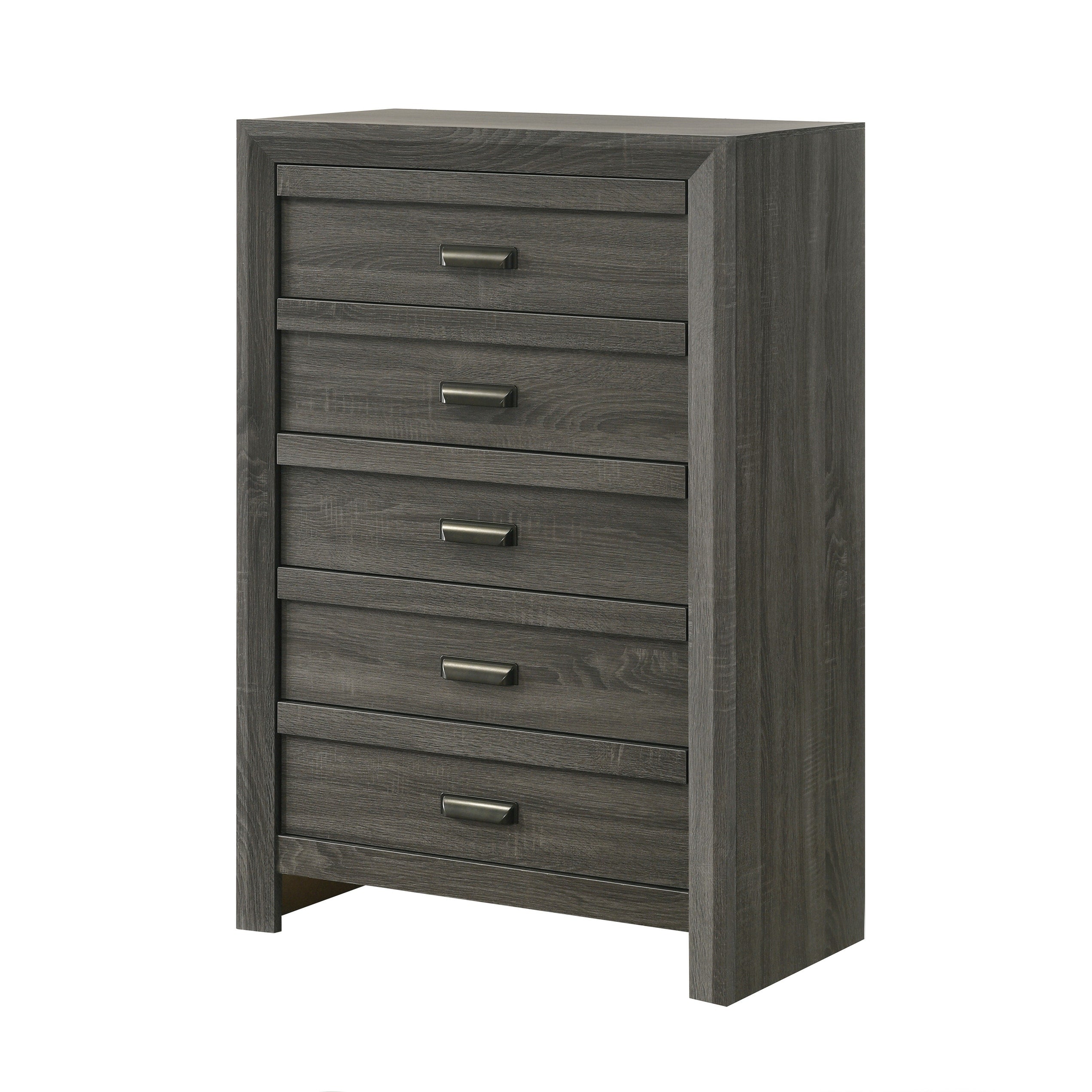 Rustic Contemporary 5 Drawer Storage Chest Rustic Gray Finish Wooden Furniture