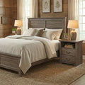 Rustic Dark Gray Nightstands Set Of 2 With Open Shelf And 2 Drawers