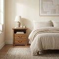 Rustic Dark Walnut Nightstands Set Of 2 With Open Shelf And 2 Drawers