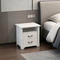 Modern White Nightstands Set Of 2 With Open Shelf And 2 Drawers