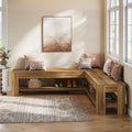 Rustic Dining Nook Bench L Shaped Wooden Space Saving Corner Bench