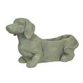 Rustic Distressed Grey Stone Finish Dachshund Dog Indoor Outdoor Planter Plant Pot. 8.5 X 14 X 3.75 Inches