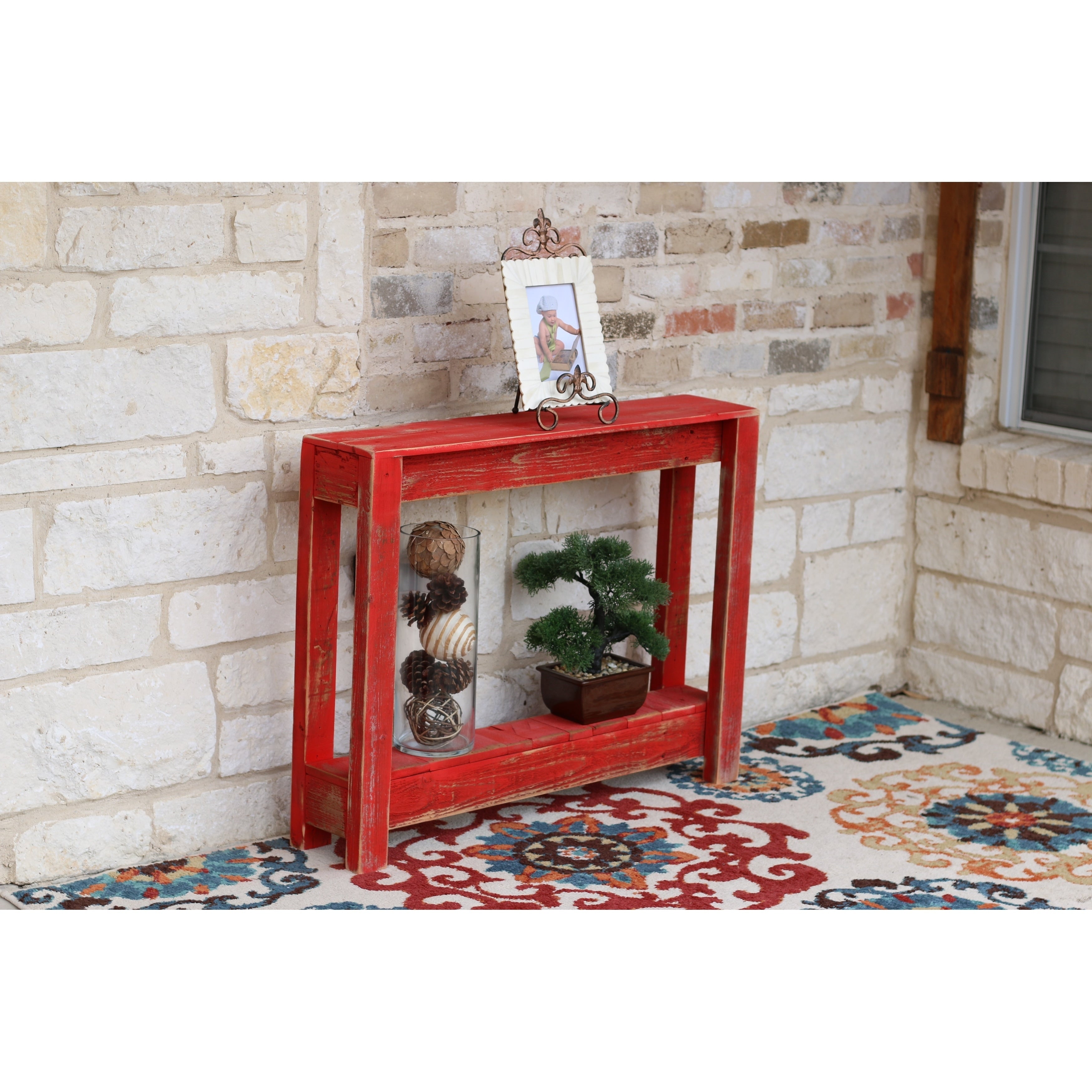 Rustic Painted Wood 36 Inch Long Entryway Table