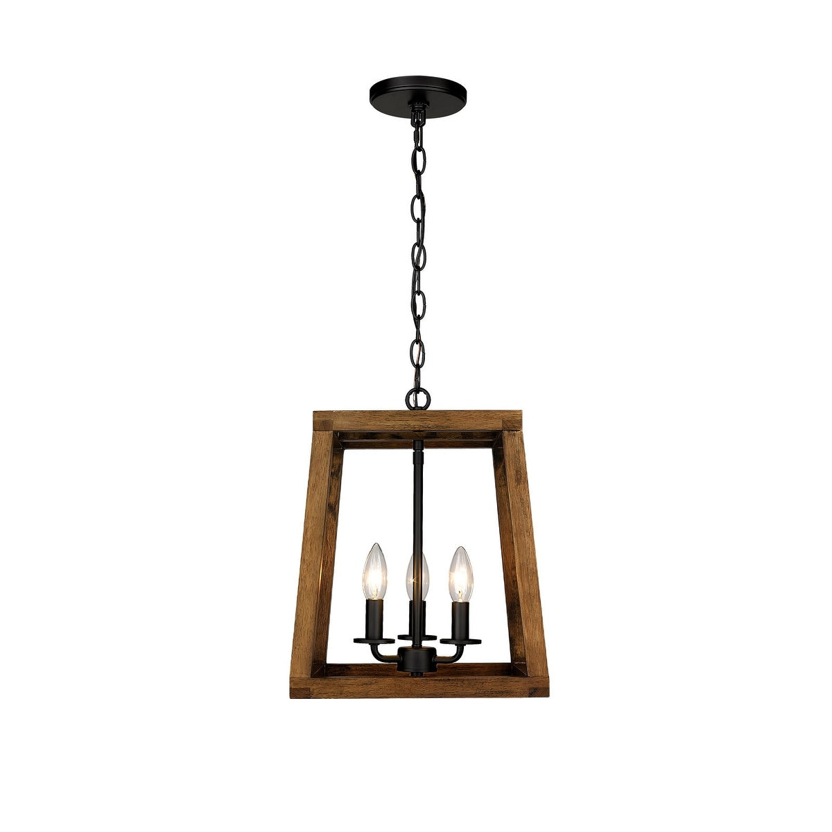 Rustic Farmhouse Geometric Wooden And Black Lantern
