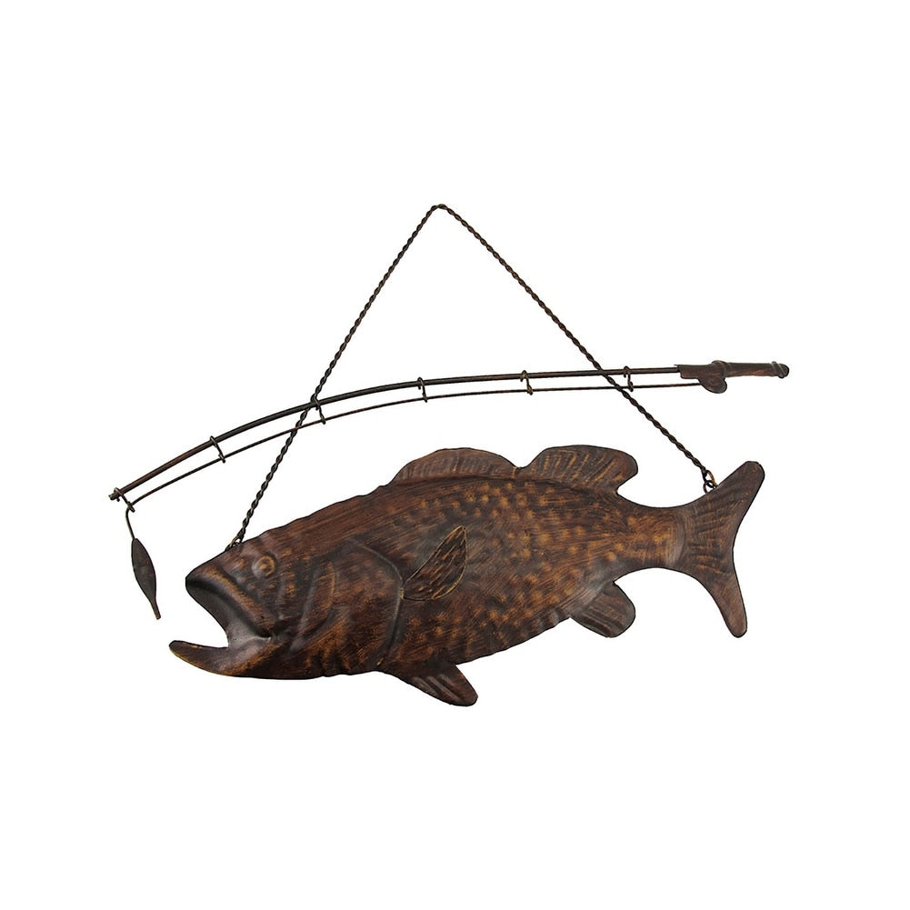 Rustic Finish Largemouth Bass Metal Wall Hanging 11 X 11 X 0.25 Inches