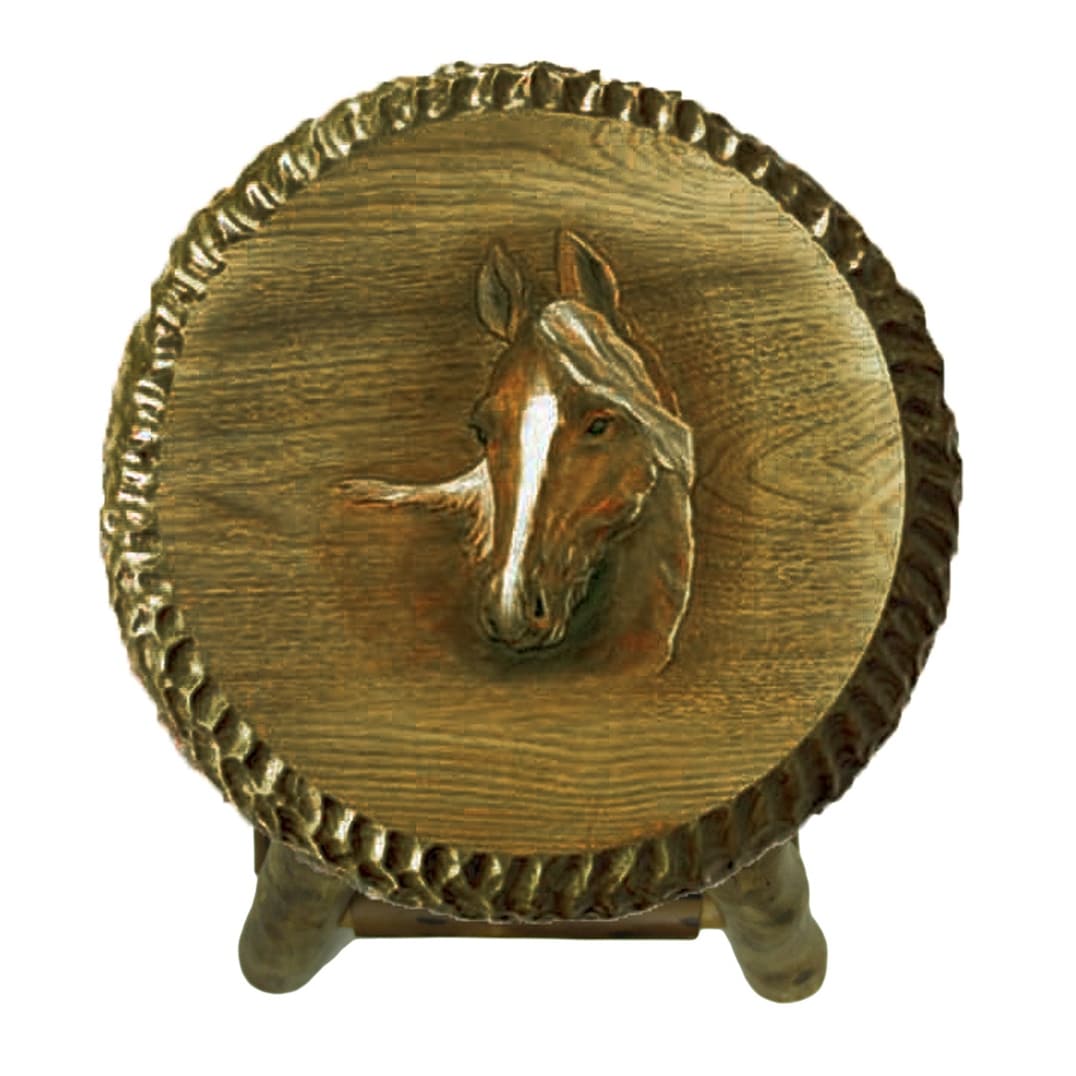 Rustic Handcrafted Wooden Carved Horse Bar Stool 24 In. Brown