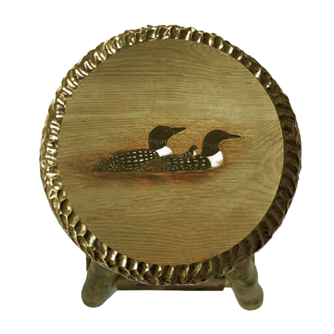 Rustic Handcrafted Wooden Carved Loon Bar Stool 30 In. Brown