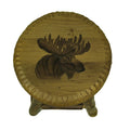 Rustic Handcrafted Wooden Carved Moose Bar Stool 24 In. Brown