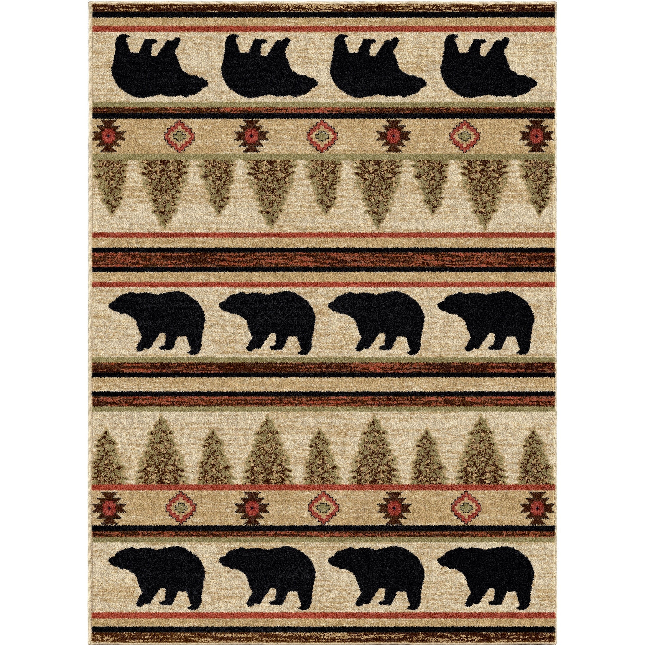Rustic Lodge Cabin Appalachian Bear Multi Area Rug 710 X910 710 X910