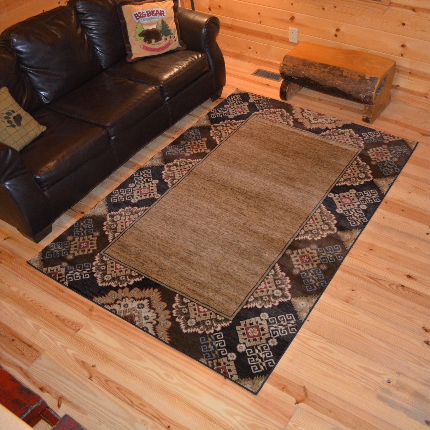 Rustic Lodge Open Center Southwest Cabin Multi Black Area Rug Black Brown 5 X 8