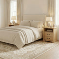 Rustic Natural Nightstands Set Of 2 With Open Shelf And 2 Drawers