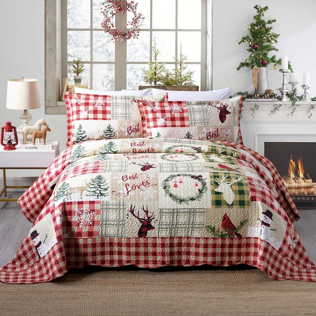 Christmas Quilt Bedspread Set
