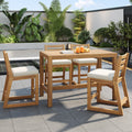Rustic Patio Bar Set 5 Piece Outdoor Furniture With Ergonomic Chairs And Solid Wood Tabletop