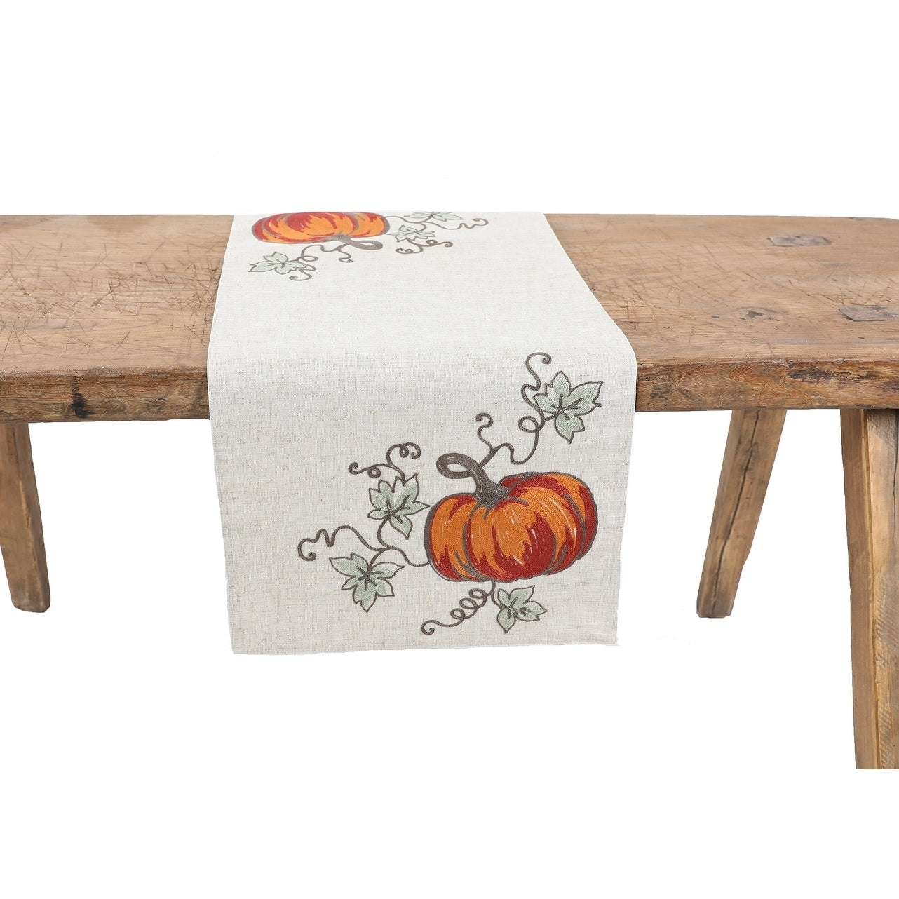 Rustic Pumpkin Crewel Embroidered Fall Table Runner 16 By 36 Inch