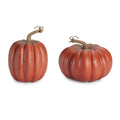 Rustic Ribbed Decorative Pumpkins Set Of 2