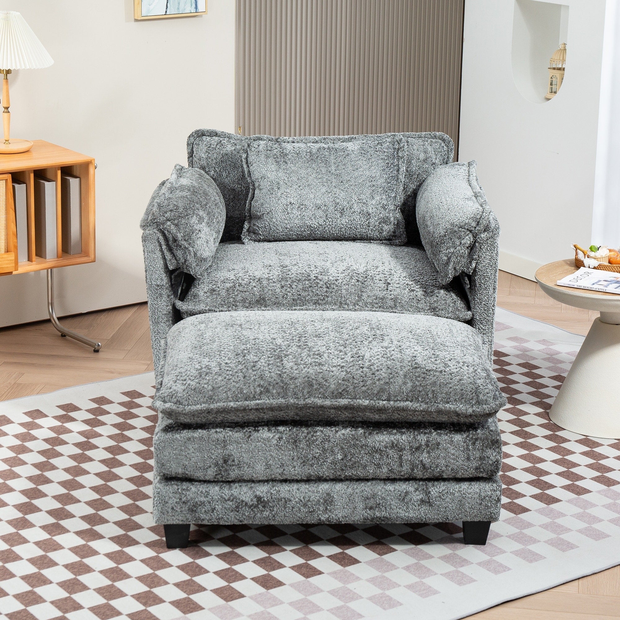 Rustic Side Chair Vanity Chair With Ottoman Office Chair Dark Gray Reception Chair Reading Chair Dressing Chair