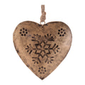 Rustic Snowflake Heart Ornament Set Of 4