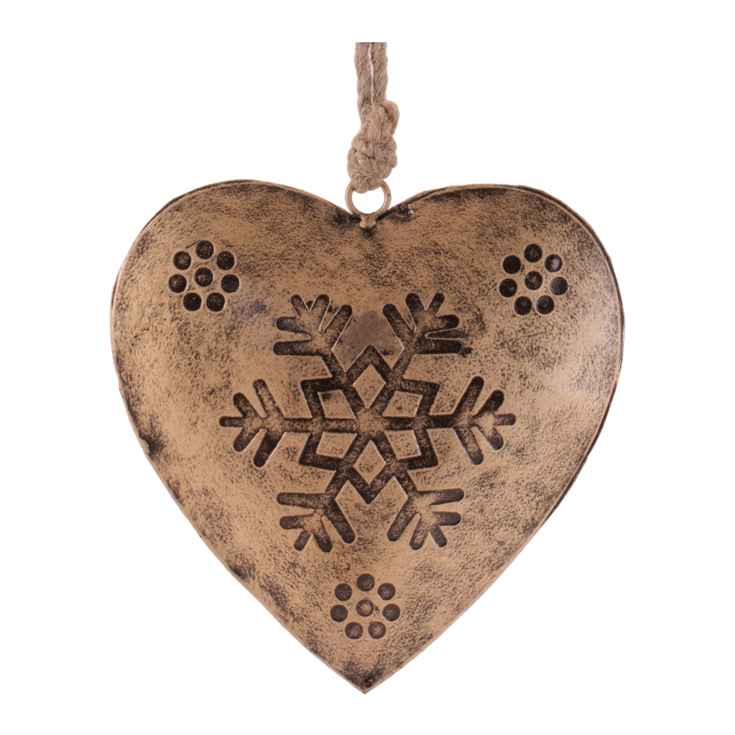 Rustic Snowflake Heart Ornament Set Of 4