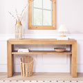 Rustic Solid Wood Console Table With Storage Shelf
