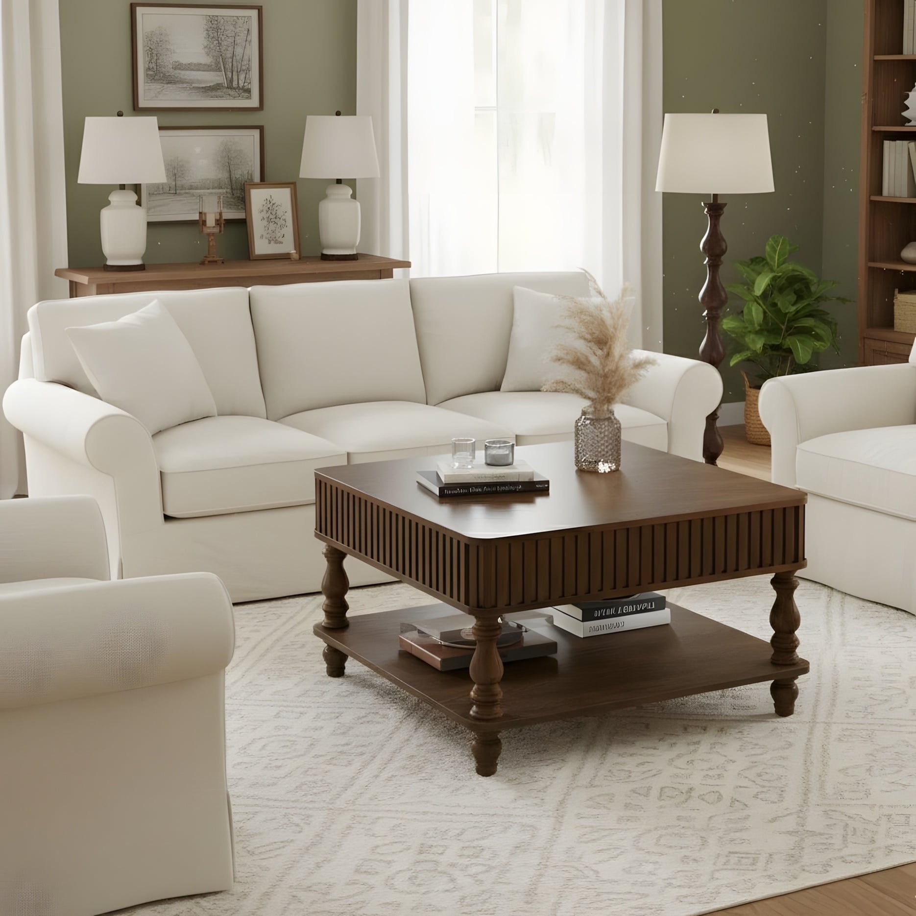 Rustic Style Lift Top Coffee Table With Hidden Open Storage