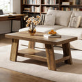 Rustic Tea Table Spacious Coffee Table 2 Tier Center Table