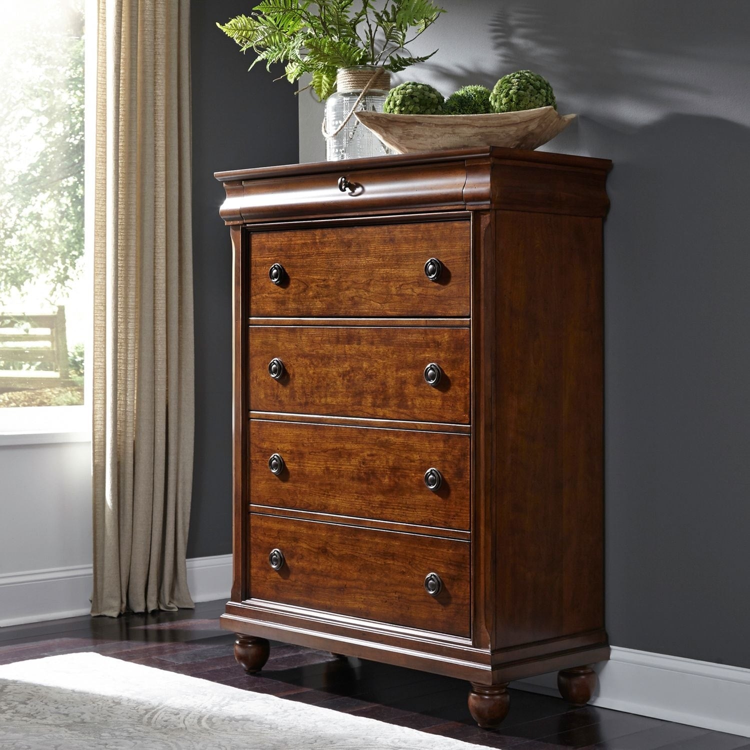 Rustic Cherry Traditions 5 Drawer Chest