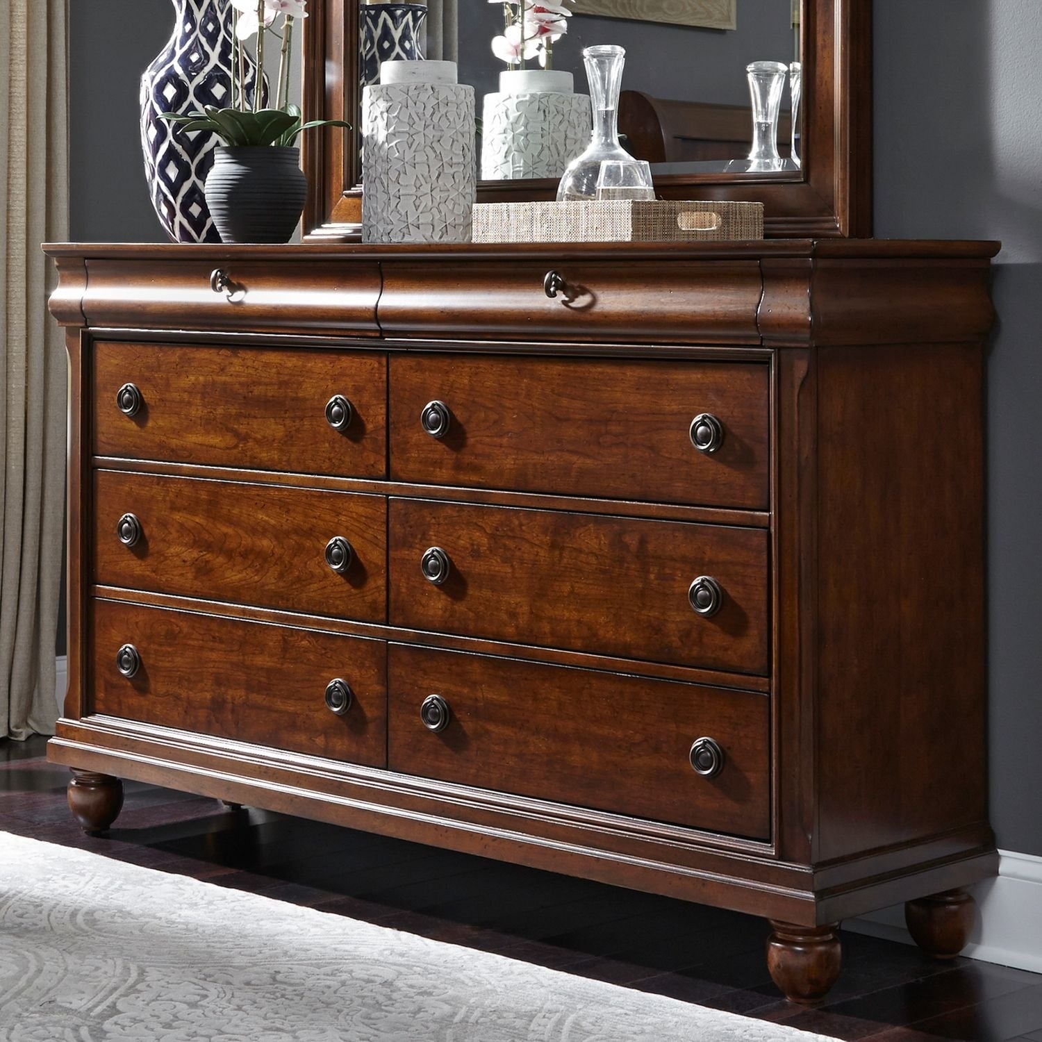 Rustic Cherry Traditions 8 Drawer Dresser