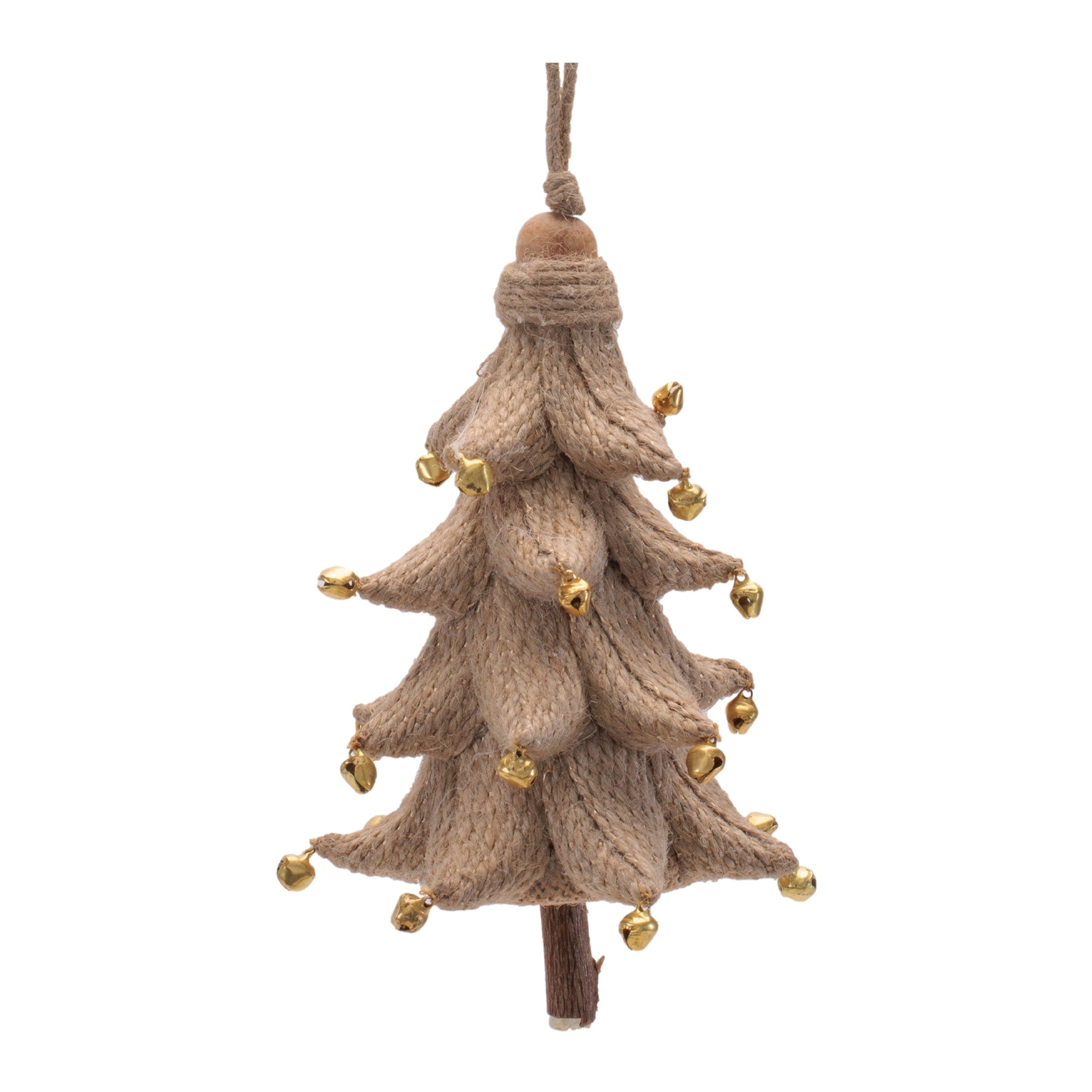 Rustic Tree Ornaments Set Of 4 5.25 Plastic With Jute Hanger