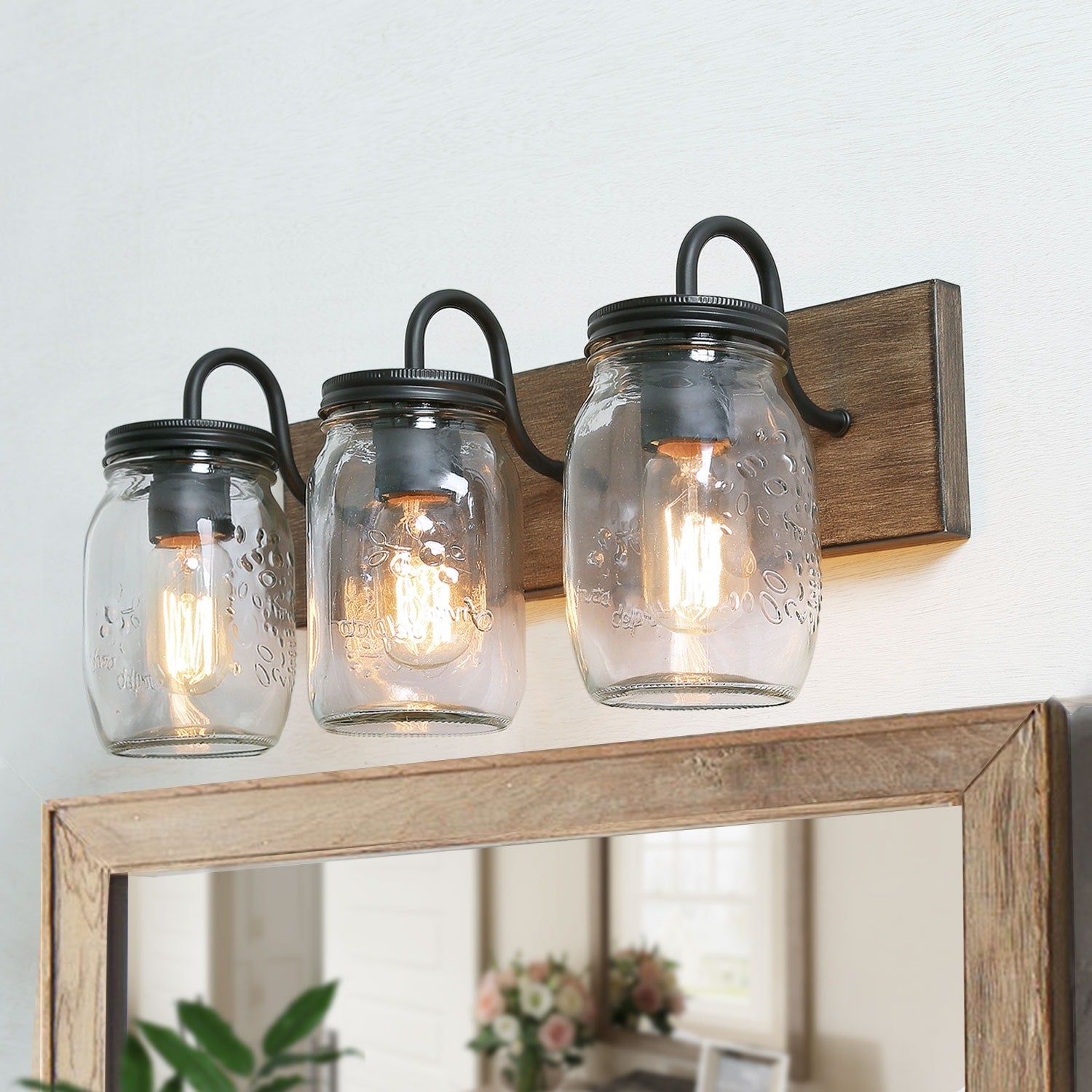 Modern Mason Jar Glass Wall Sconces For Bathroom N A