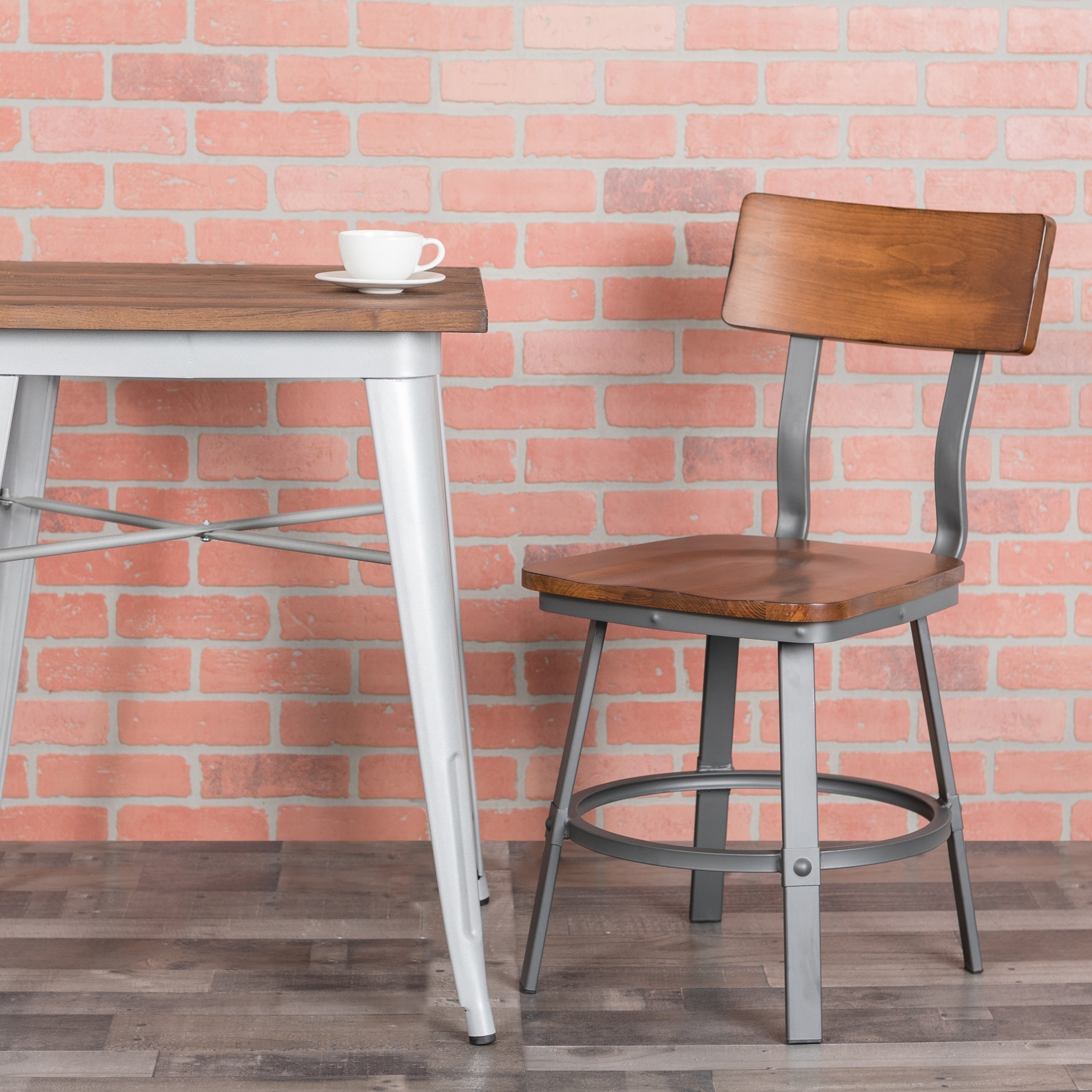 Lancaster Home Grey And Brown Metal And Wood Industrial Chair