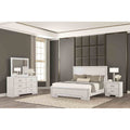 Rustic White Transitional 4 Piece Bedroom Set With Usb Nightstand