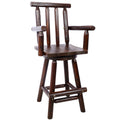Rustic Wood Bar Stool With Swivel Function By Gdfstudio