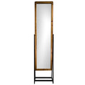 American Art Decor Rustic Wood Metal Framed Cheval Style Standing Wall Vanity Mirror 69