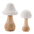 Rustic Wooden Mushroom D Cor Set Of 2