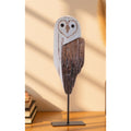 Rustic Wooden Owl Sculpture 14 H